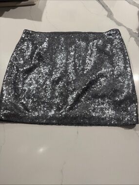 Silver sequin mini skirt